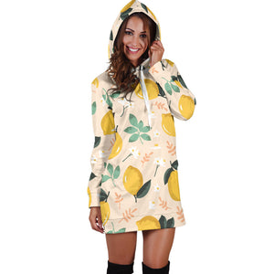 Lemon Flower Leave Pattern Women'S Hoodie Dress