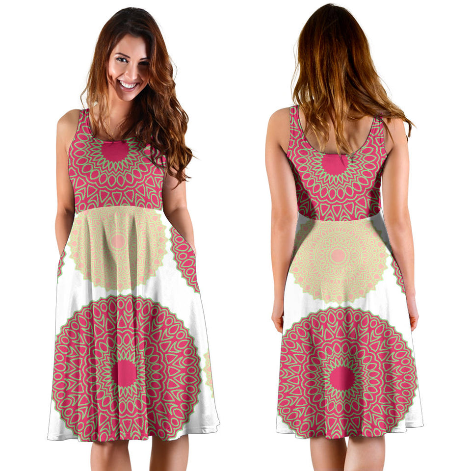 Circle Indian Pattern Sleeveless Midi Dress