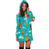 Hot Air Balloon Sky Pattern Women'S Hoodie Dress