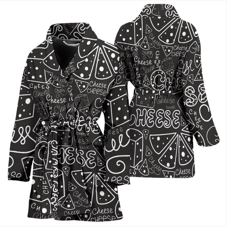 Handwritten Cheese Pattern Women'S Bathrobe