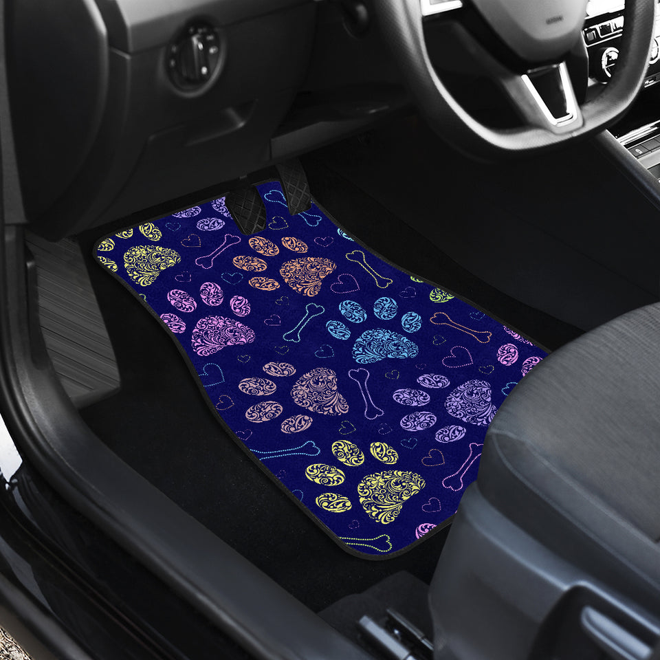 Dog Paws Pattern Print Design 02 Front and Back Car Mats
