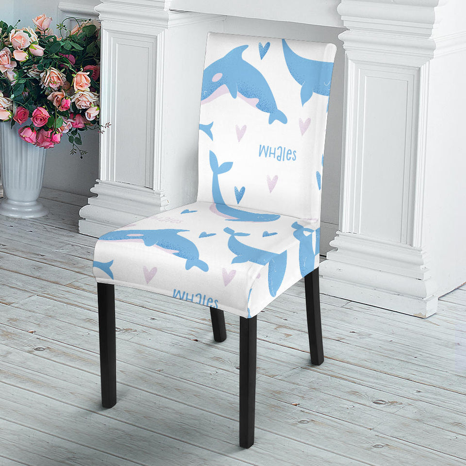 Blue Whale Pattern Dining Chair Slipcover