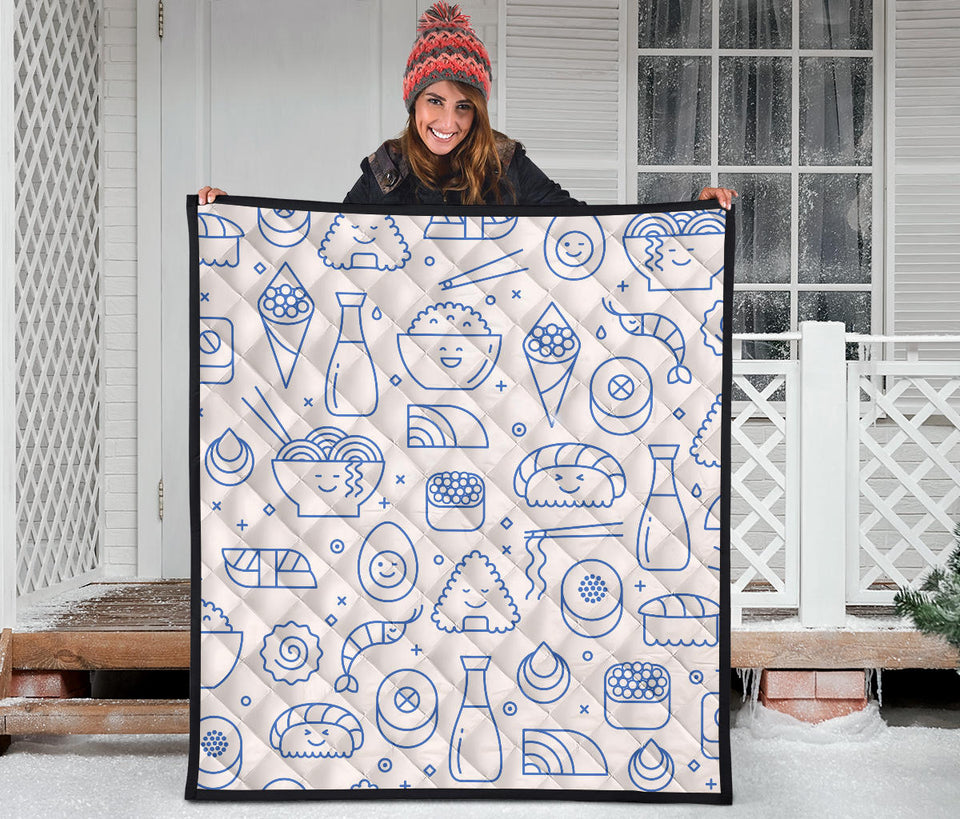 Cute Sushi Icon Pattern Premium Quilt