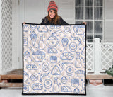 Cute Sushi Icon Pattern Premium Quilt