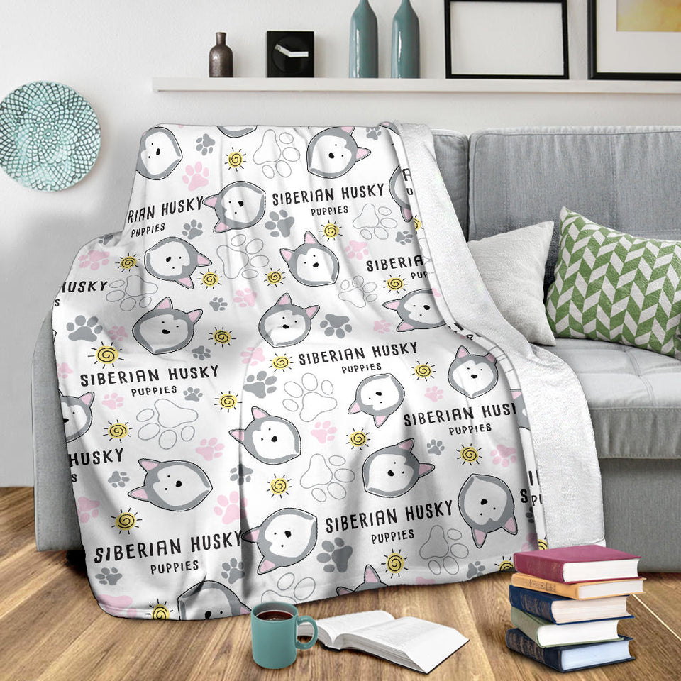 Siberian Husky Design Pattern Premium Blanket