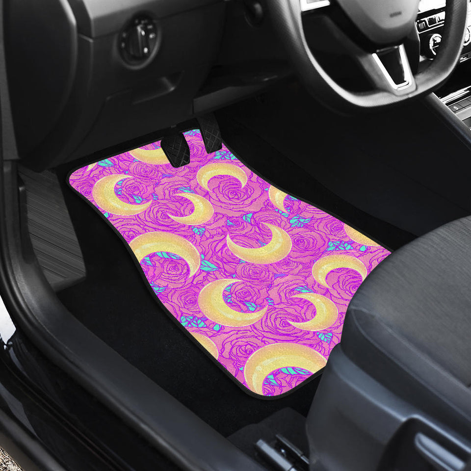 Moon Pink Rose Background Front Car Mats