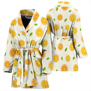 Oranges Leaves Pattern Women'S Bathrobe