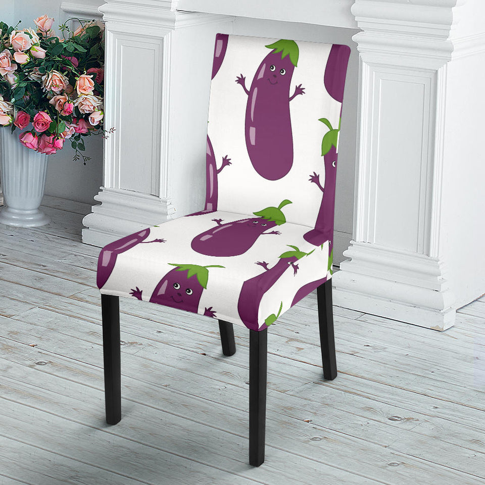 Eggplant Pattern Print Design 01 Dining Chair Slipcover