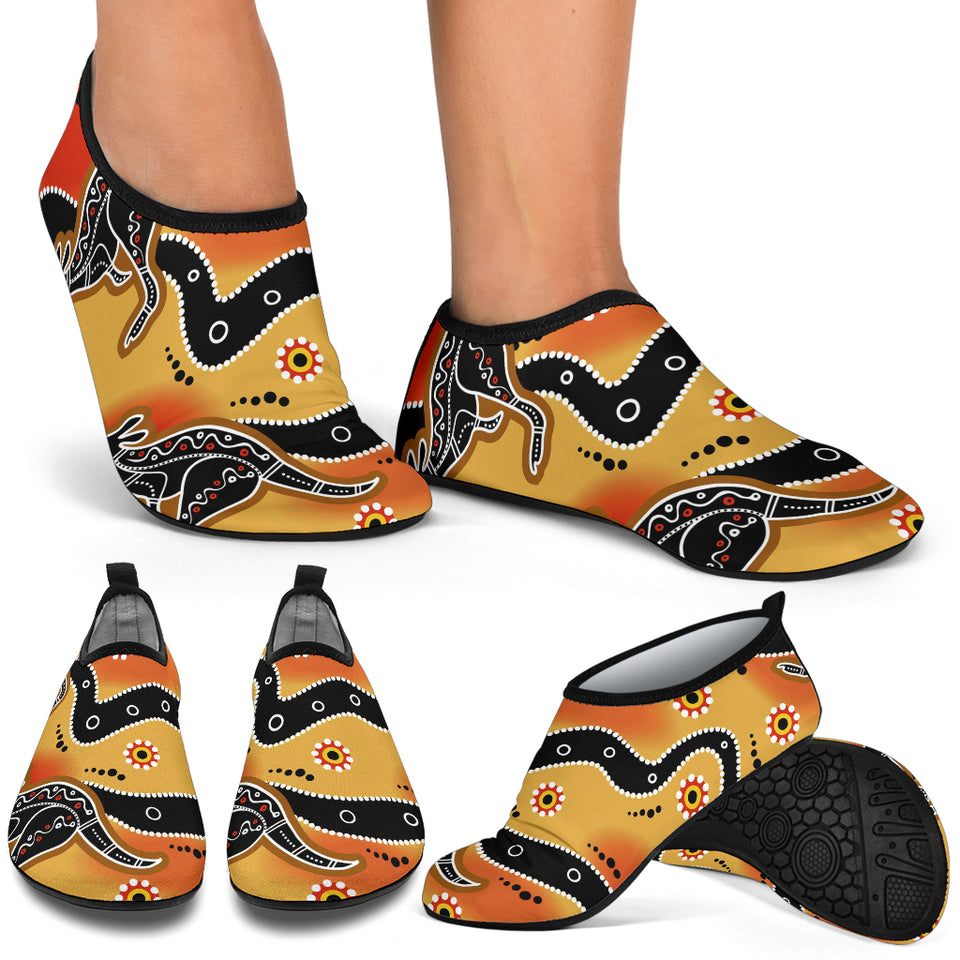 Kangaroo Australian Aboriginal Art Pattern Aqua Shoes