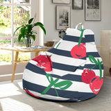 Hand Drawn Cherry Pattern Striped Background Bean Bag Cover