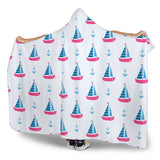 Sailboat Anchor Pattern Hooded Blanket
