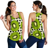 kiwi black dot background Women Racerback Tank Top