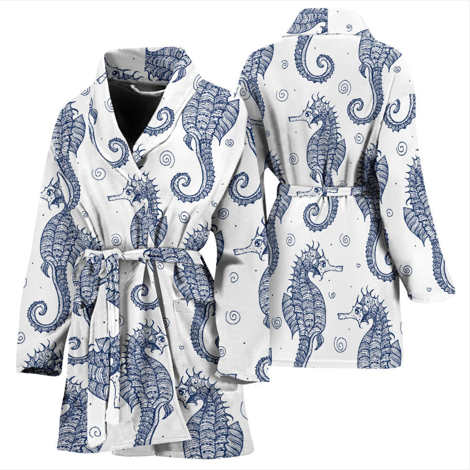 Seahorse Pattern Background Women'S Bathrobe