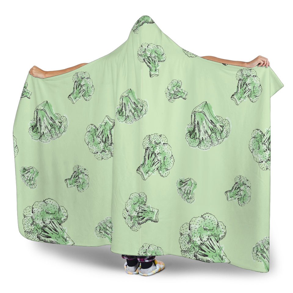 Broccoli Sketch Pattern Hooded Blanket