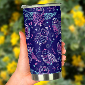 Cute Owls Pattern Boho Style Ornament Tumbler