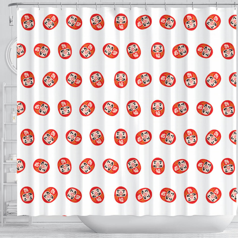 Daruma Japanese Wooden Doll Pattern Shower Curtain Fulfilled In US