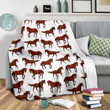 Horses Running Pattern Background Premium Blanket