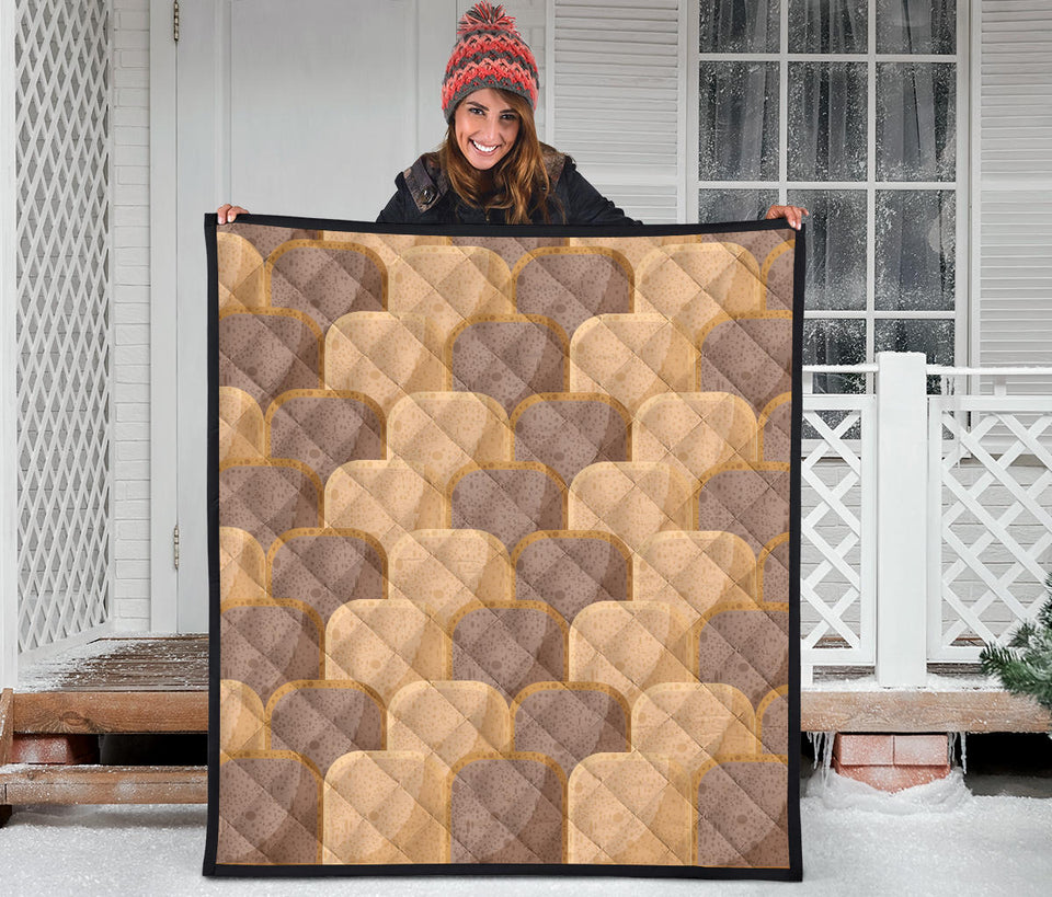 Bread Toast Pattern Print Design 04 Premium Quilt