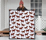 Horses Running Pattern Background Premium Quilt