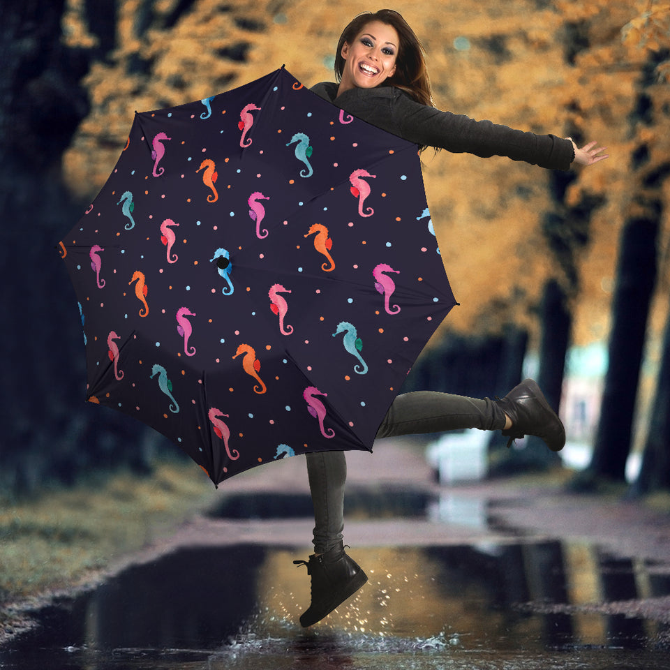Watercolor Colorful Seahorse Pattern Umbrella