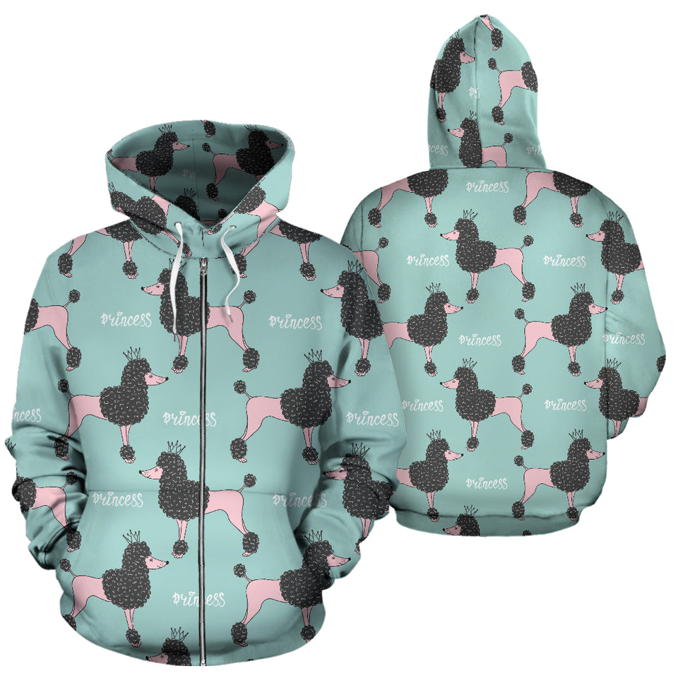 Poodle Dog Green Background Zip Up Hoodie