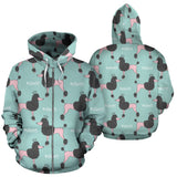 Poodle Dog Green Background Zip Up Hoodie