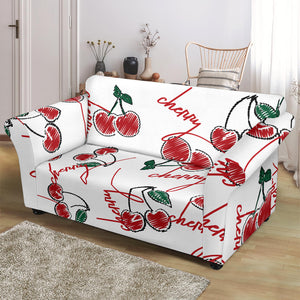 Hand Drawn Cherry Pattern Loveseat Couch Slipcover