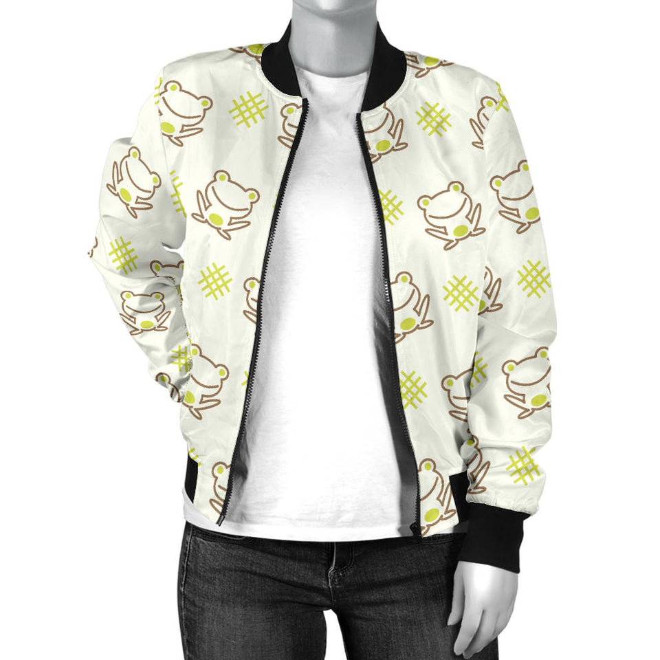Cute Cartoon Frog Baby Pattern Women'S Bomber Jacket