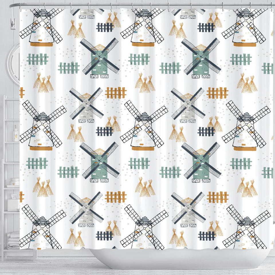 Windmill Pattern Shower Curtain Fulfilled In US