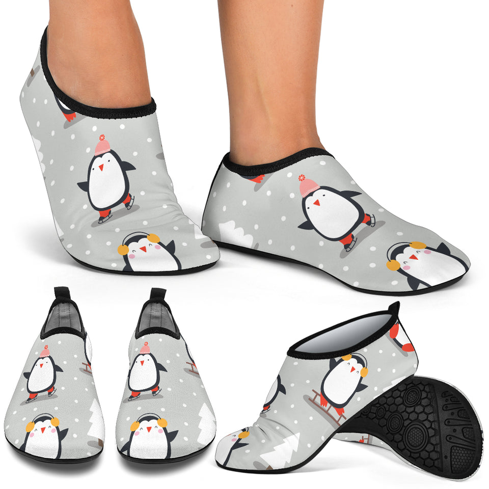 Cute Penguin Christmas Pattern Aqua Shoes