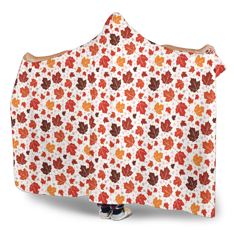 Colorful Maple Leaf Pattern Hooded Blanket