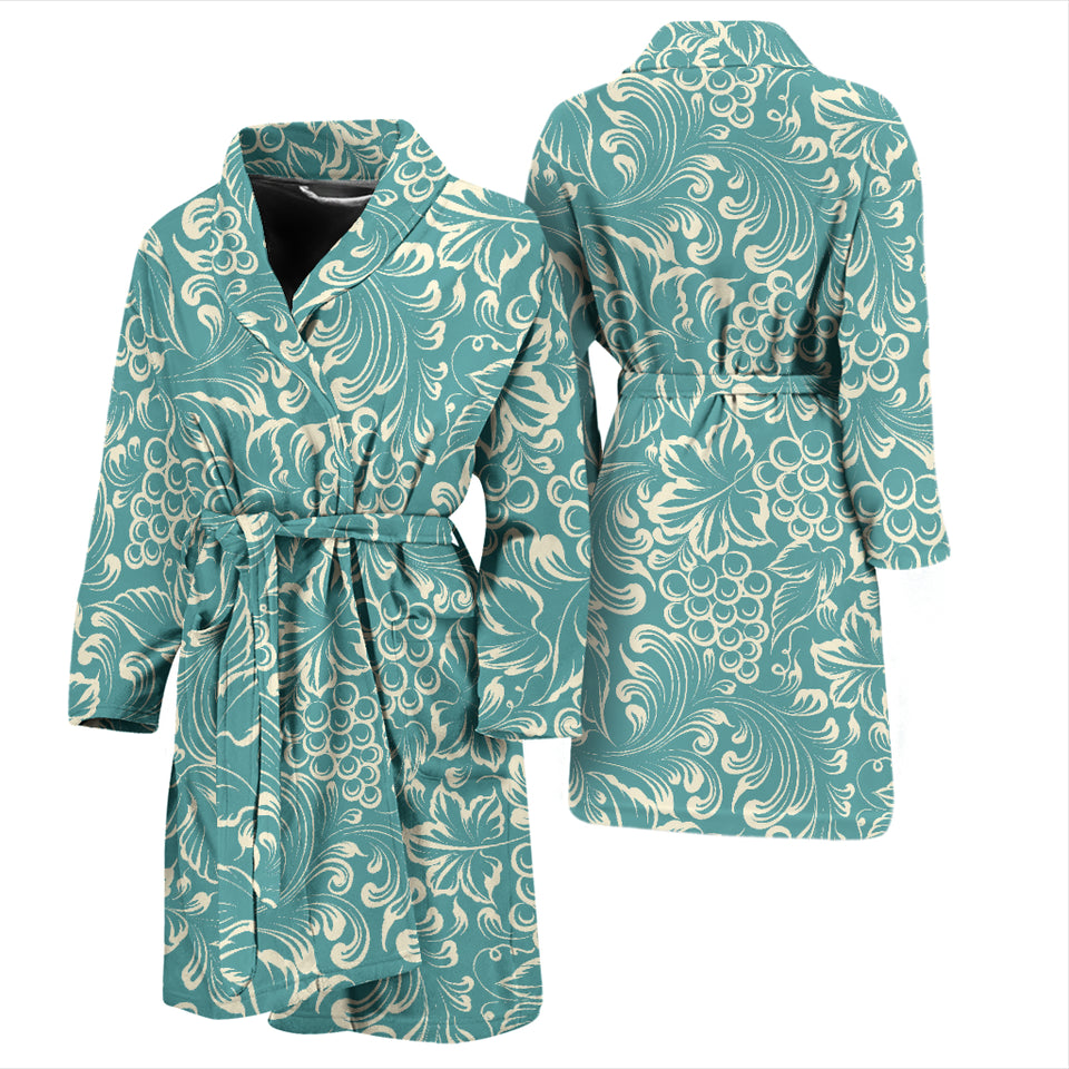 Classic Hand Drawn Grape Pattern Men'S Bathrobe