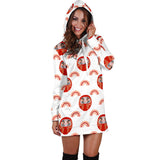 Daruma Japanese Wooden Doll Design Pattern Women'S Hoodie Dress