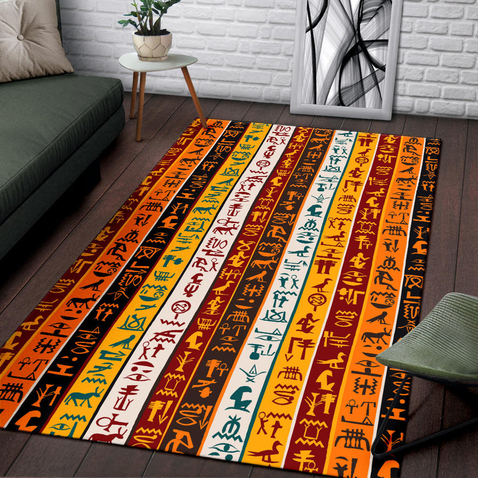 Egypt Hieroglyphics Pattern Print Design 01 Area Rug