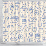 Cute Sushi Icon Pattern Shower Curtain Fulfilled In US