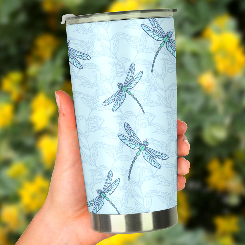 Dragonfly Pattern Blue Background Tumbler