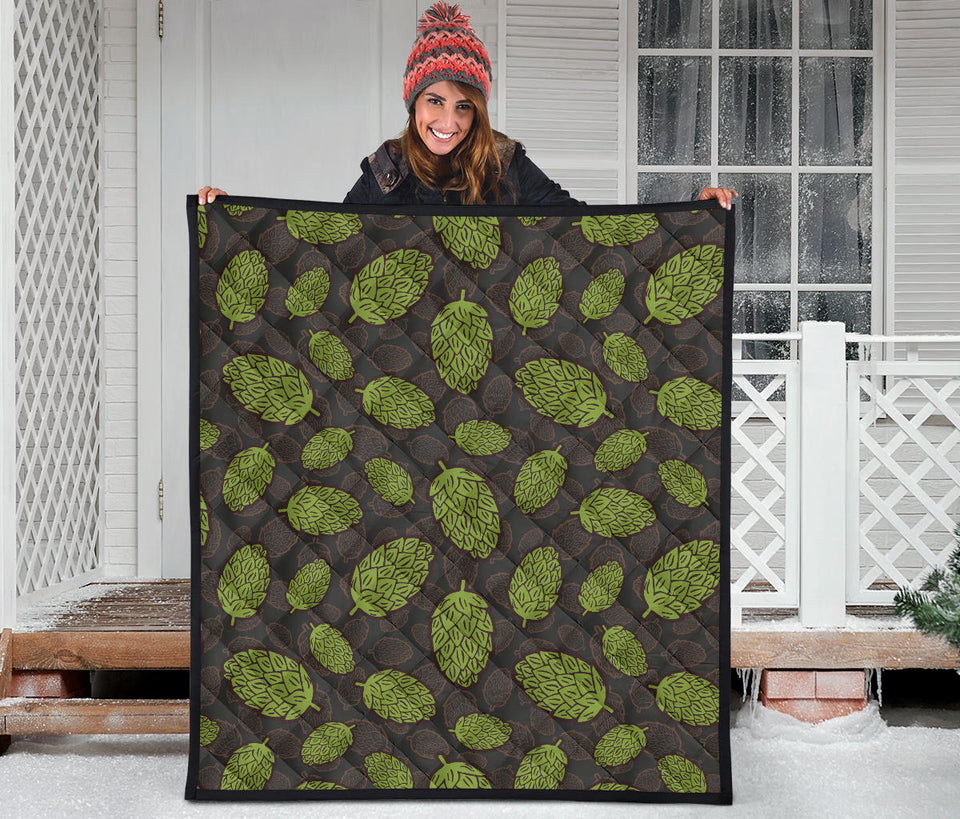 Hop Pattern Black Background Premium Quilt