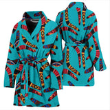 Boomerang Australian Aboriginal Ornament Blue Background Women'S Bathrobe