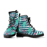 Cute Octopuses Heart Striped Background Leather Boots