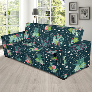 Cactus Glass Terrarium Pattern Sofa Slipcover