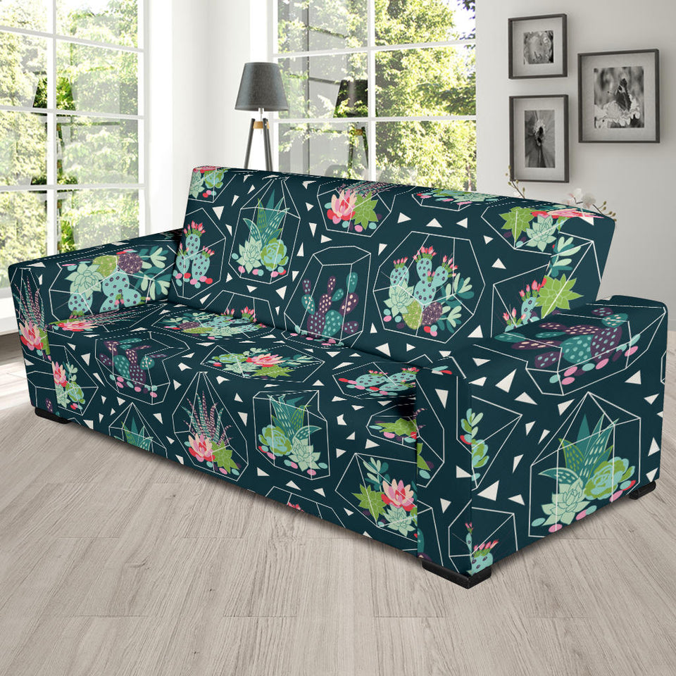Cactus Glass Terrarium Pattern Sofa Slipcover