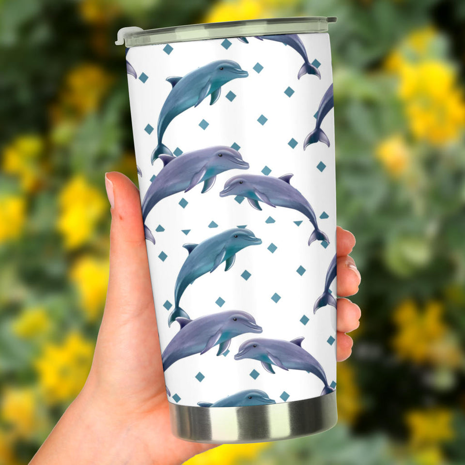 Dolphins Pattern Dotted Background Tumbler