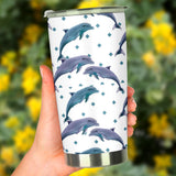 Dolphins Pattern Dotted Background Tumbler