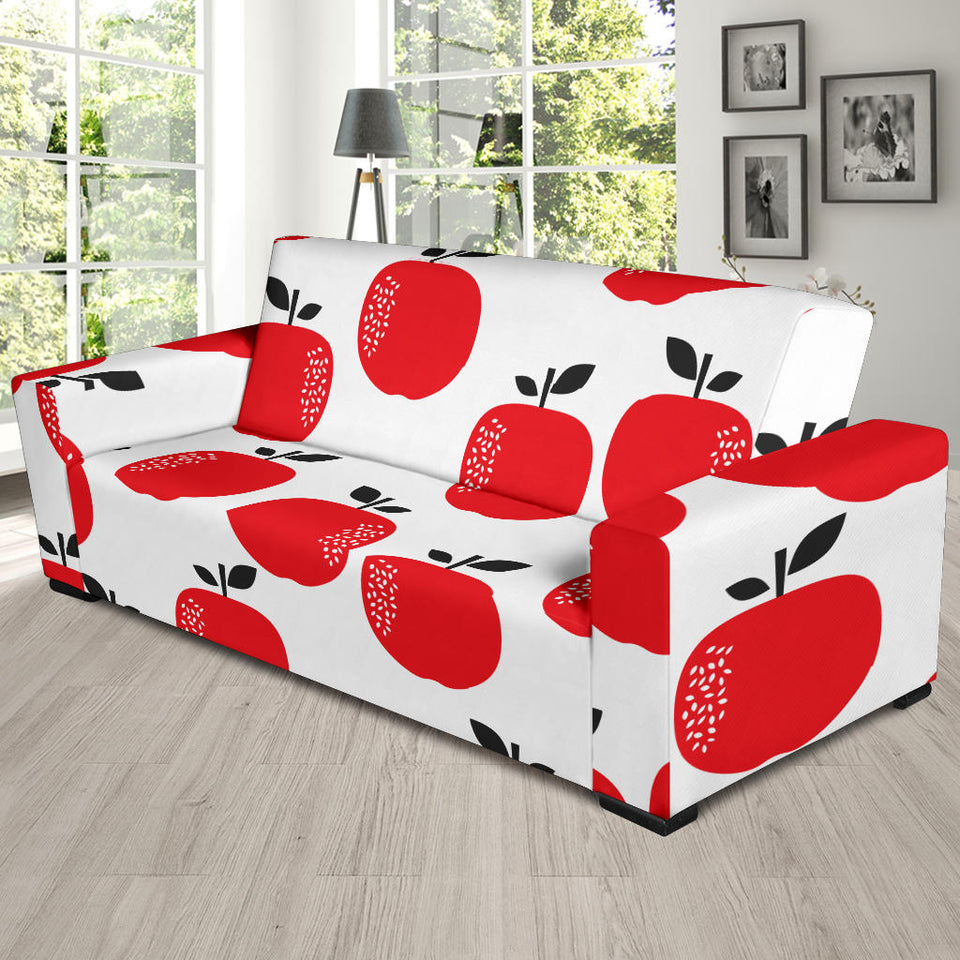 Red Apples White Background Sofa Slipcover