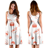 Sushi Pattern Sleeveless Midi Dress