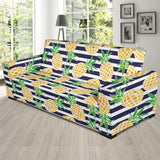 Pineapples Pattern Striped Background Sofa Slipcover