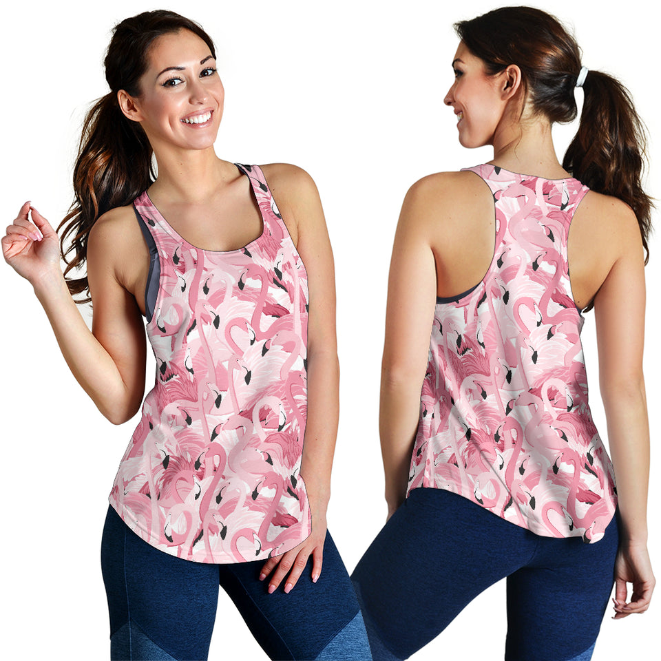 Pink flamingos pattern background Women Racerback Tank Top