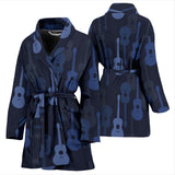 Blue Theme Guitar Pattern Women'S Bathrobe