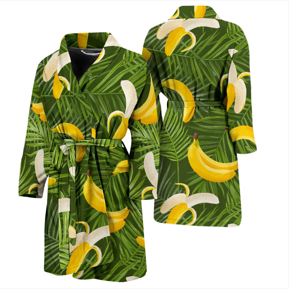 Banana Palm Leaves Pattern Men'S Bathrobe