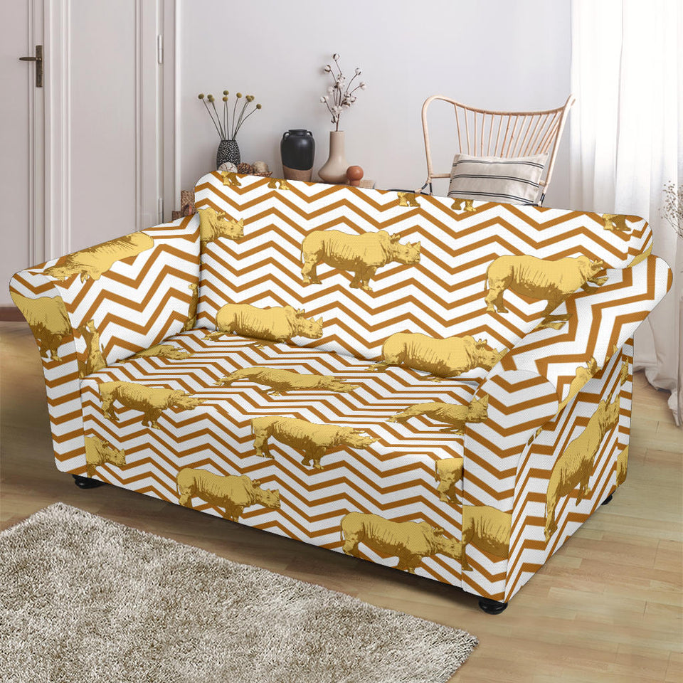 Rhino Yellow Theme Pattern Loveseat Couch Slipcover